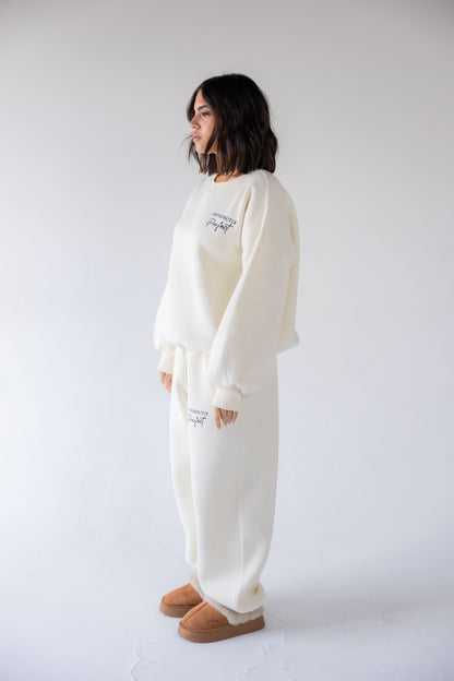 Cream Oversized Crewneck Set