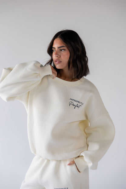 Cream Oversized Crewneck Set