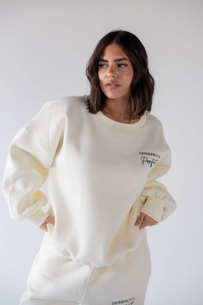 Cream Oversized Crewneck Set