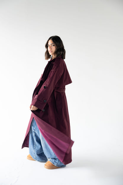Trench Coat in Burgundy
