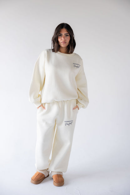 Cream Oversized Crewneck Set