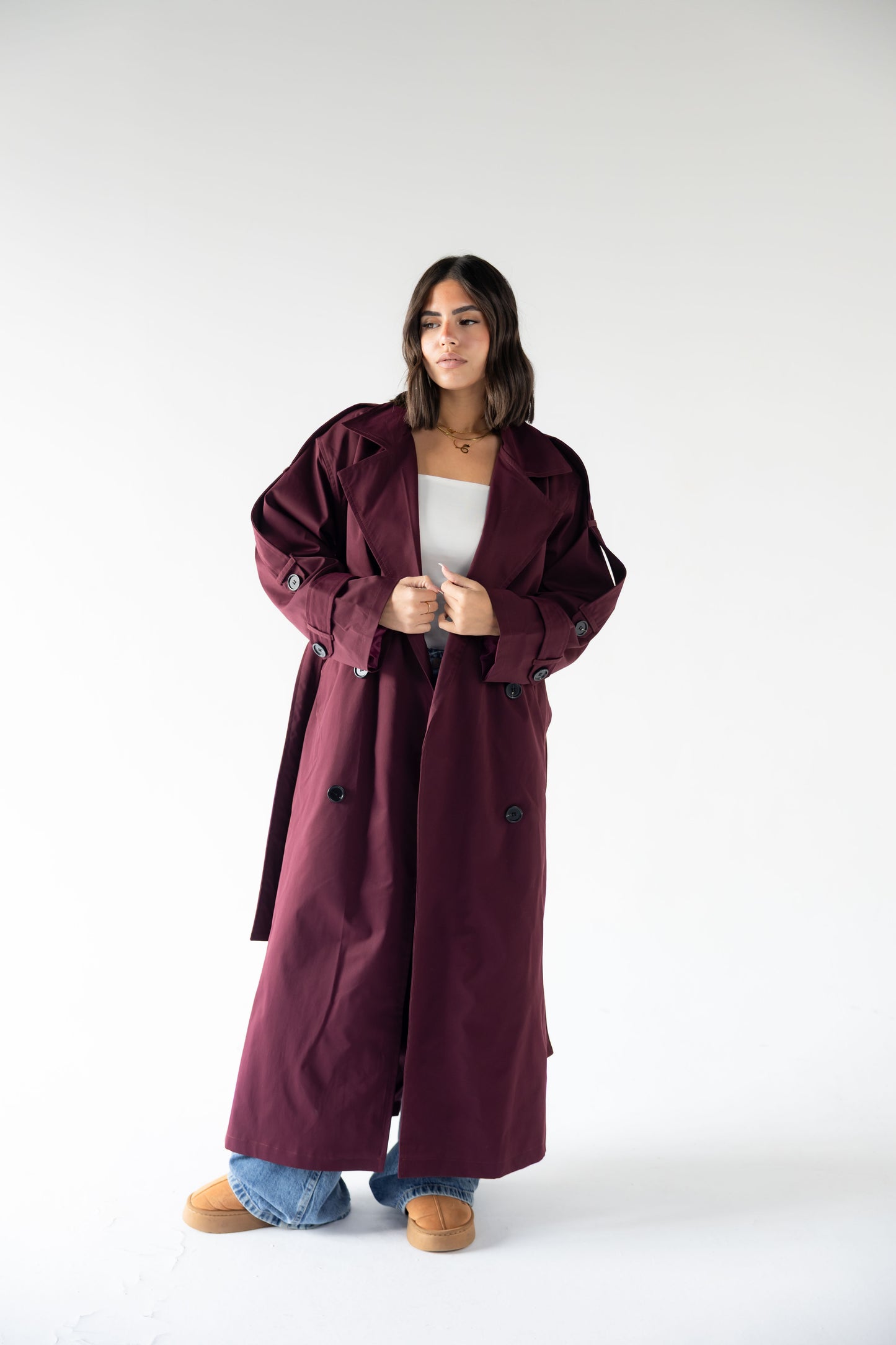 Trench Coat in Burgundy