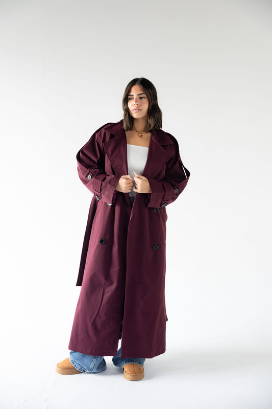 Trench Coat in Burgundy