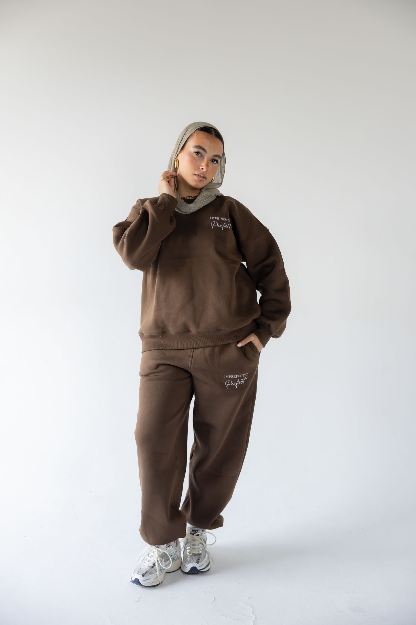 Brown Oversized Crewneck Set