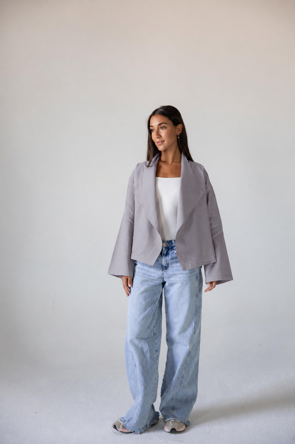 Linen Flow Cardigan in Grey