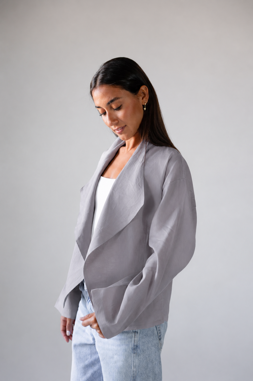 Linen Flow Cardigan in Grey