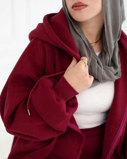 Burgundy Zip Hoodie