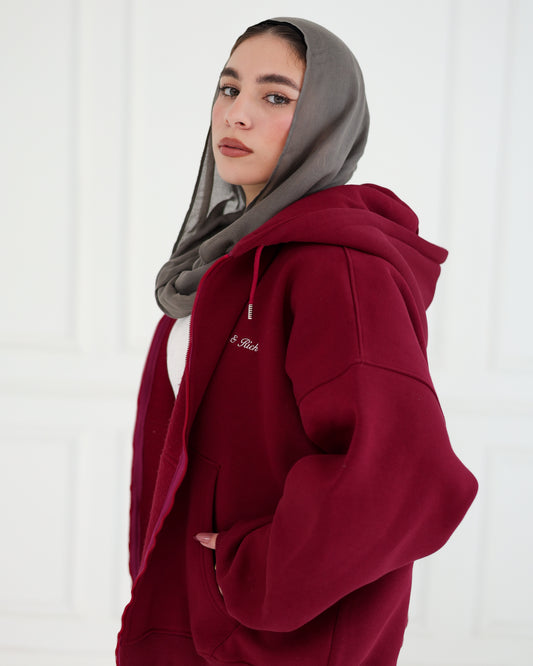 Burgundy Zip Hoodie